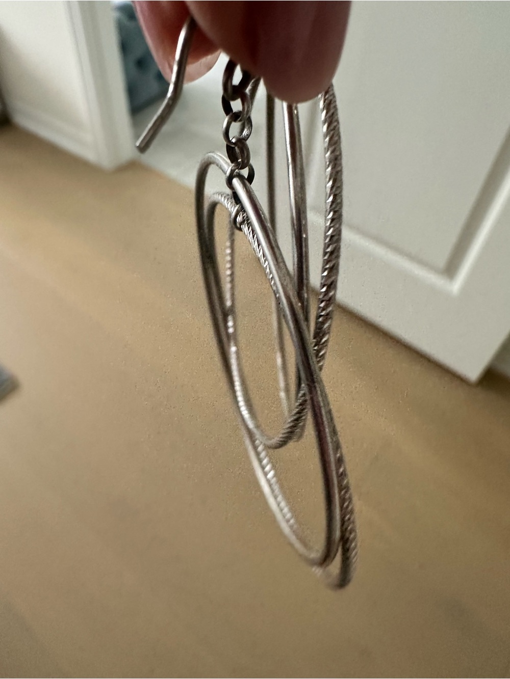Silver Multi-Hoop Dangle Earrings